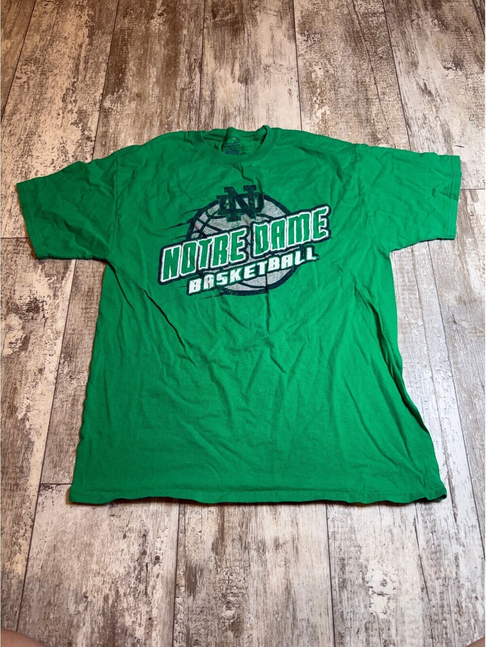 Champion Notre Dame Basketball Mens L Green T Shirt Fighting Irish